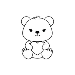 Bear with Heart Design - Cute and Adorable Illustration for Stickers and Cards