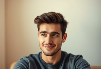 Obraz premium Portrait of a relaxed male with thick brows