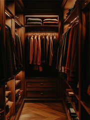 luxury walk-in closet interior with clothes