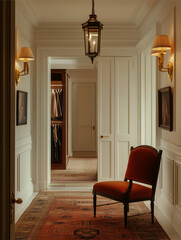 interior of the old house with clothes