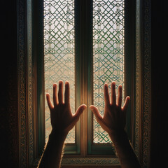 praying hands in the window