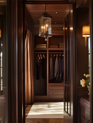 interior of the old house with clothes