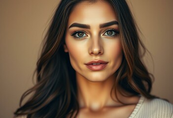 Fototapeta premium Serene female portrait with thick brows