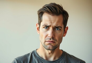 Obraz premium Portrait of a male person with an irritated expression