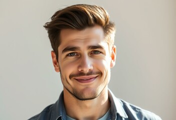 Obraz premium Photorealistic natural light portrait of a 30-year-old male