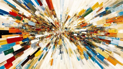 Dynamic burst of energetic colorful abstract expressionist painting radiates motion and vibrancy for modern design and forward-thinking creativity