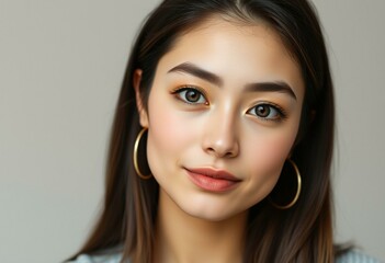 Fototapeta premium Photorealistic natural light portrait of a 25-year-old female