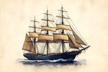 Fototapeta premium Sailboat against a beautiful landscape 