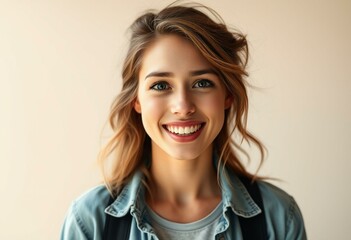 Fototapeta premium Photorealistic portrait of a female feeling excited
