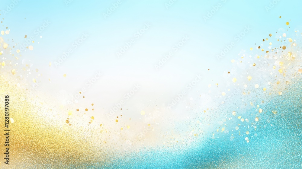 Aufkleber abstract background with soft blue and golden hues, featuring shimmering particles for design use