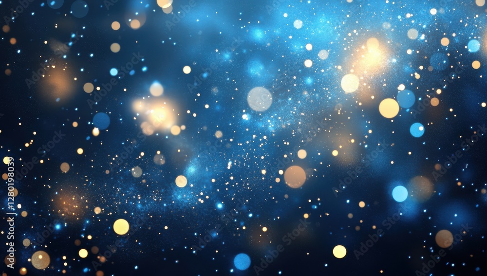 Poster vibrant abstract background with glowing bokeh and colorful shimmering lights in a deep blue space i