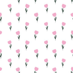 seamless pattern with pink tulips 