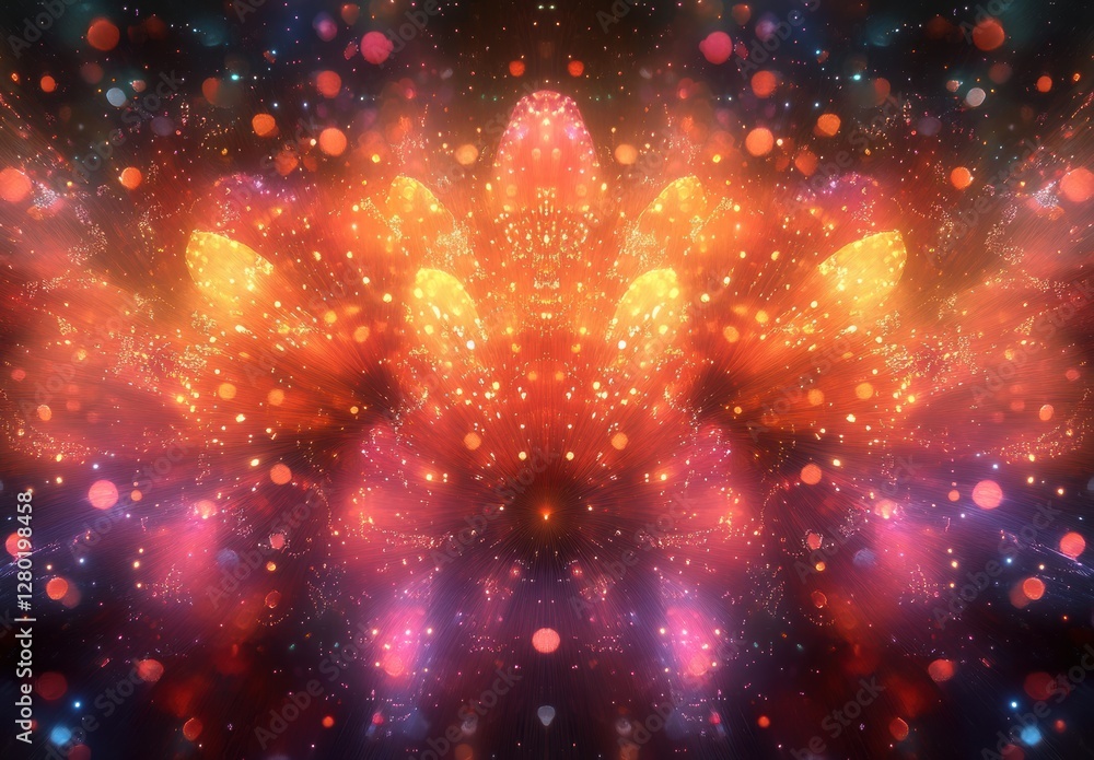 Poster vibrant abstract design with colorful shapes and sparkling light effects for modern creative project