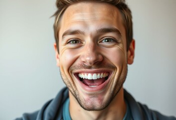 Naklejka premium Photorealistic portrait of a male with a bright smile