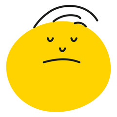 Yellow face avatar of an arrogant man in abstract shape with a hairdo drawn by a line. Flat doodle style. Vector illustration.