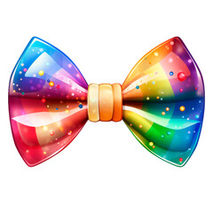 A colorful bow tie with a gold band. isolated on transparent background