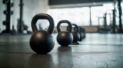 HIIT workout with kettlebell swings and squat jumps in a modern gym. Featuring explosive power and endurance