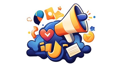 Vibrant Digital Illustration: Marketing Strategy & Engagement Announcement AI Generated