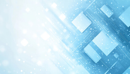 Fototapeta premium Abstract blue digital background with geometric shapes and light effects