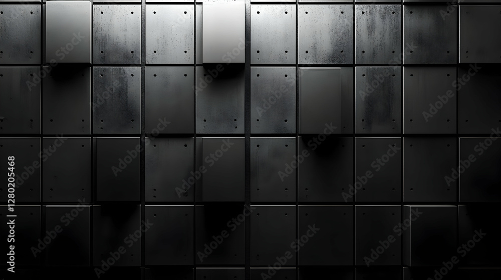 Poster abstract dark gray metallic square grid pattern background texture. perfect for modern design and te