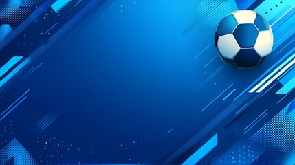 Abstract blue soccer background with ball.