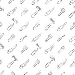 artist tool pattern. art supplies seamless pattern. doodle artist kit background
