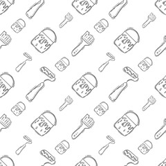 artist tool pattern. art supplies seamless pattern. doodle artist kit background