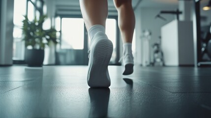 HIIT workout with leg raises in a minimalist gym. Featuring core strength and muscle engagement