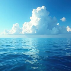 Obraz premium Unruffled sea, azure expanse mirroring clouds, ocean view, coastal