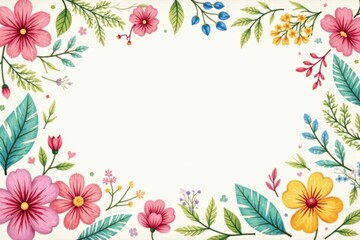 Pastel colored floral and leaf doodles on a light background , vibrant, doodle, graphics