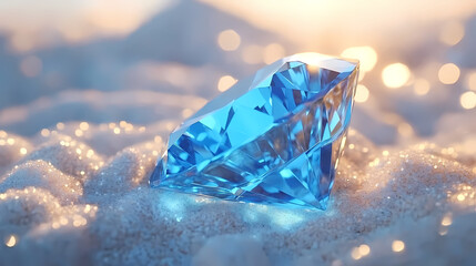 Obraz premium Vivid Blue Diamond Close-Up with Dreamy Background