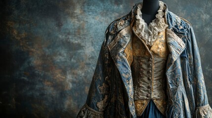 Fototapeta premium Detailed Historical Garments Displaying Realistic Textures and Colors in an Elegant Fashion Photography Setting