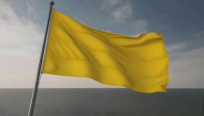 yellow flag isolated in white and waving 