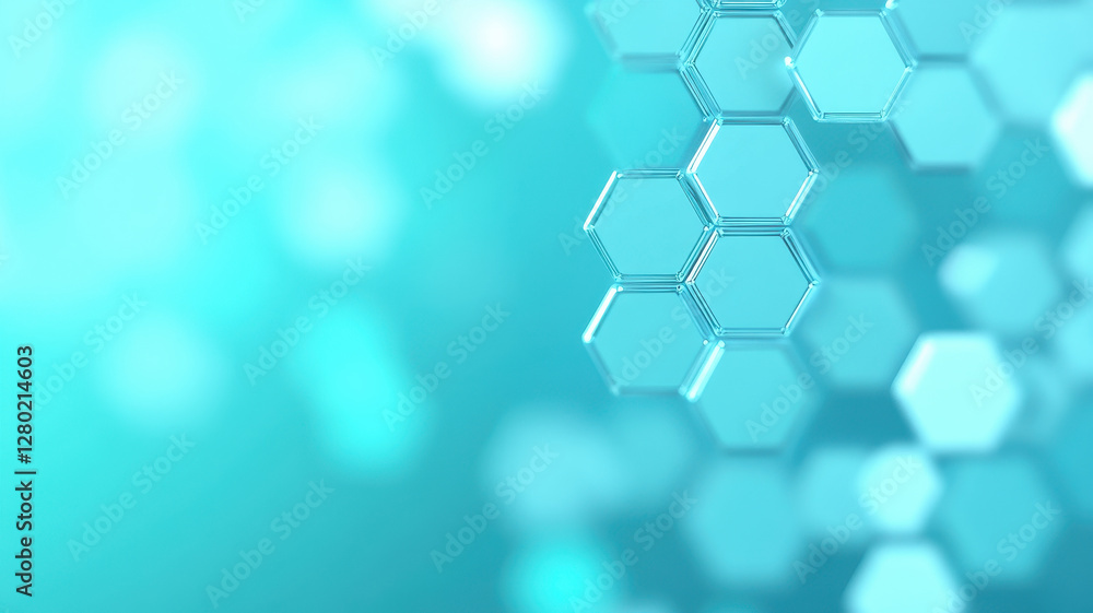 Aufkleber soft blue and white hexagonal pattern with glowing elements creates calming atmosphere. ideal for me