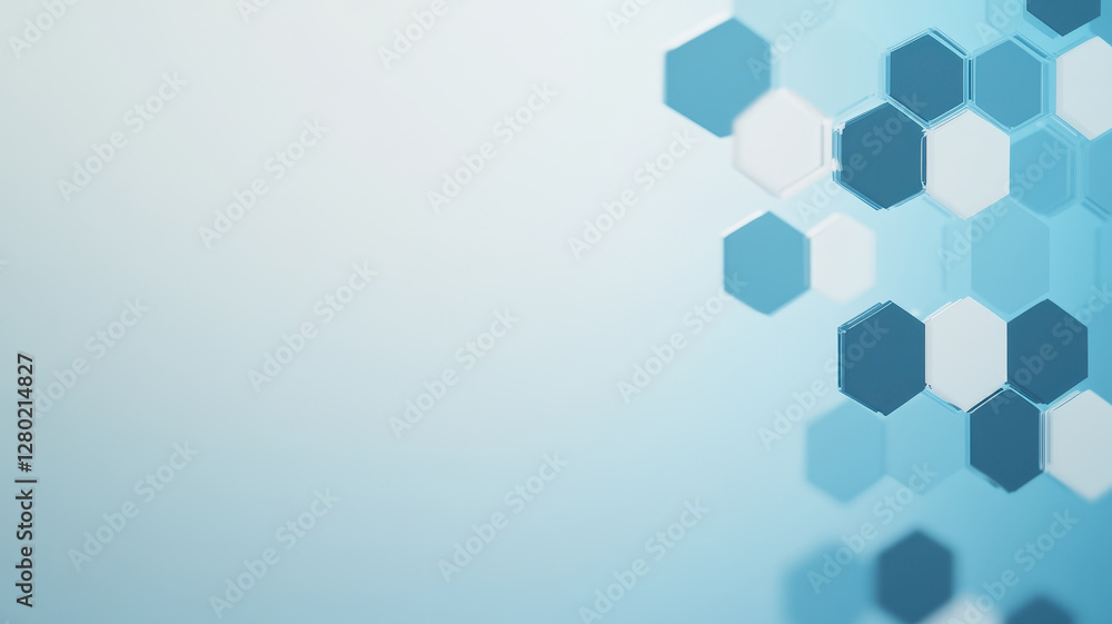 Poster soft blue and white hexagonal pattern on gradient background evokes calmness and clarity