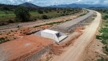 Aerial View of a Culvert Under Construction