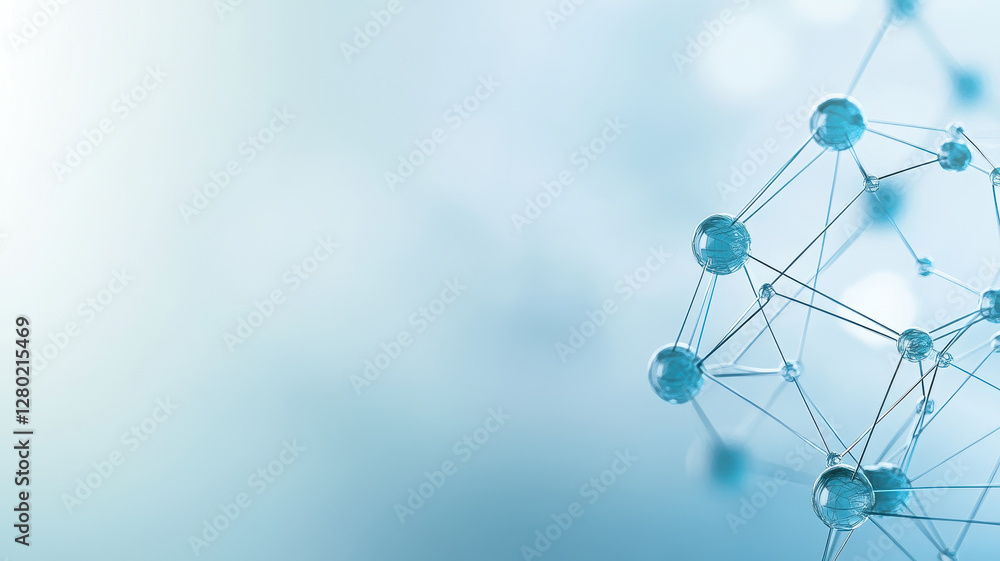 Aufkleber molecular structure floating in blue background, representing science and technology