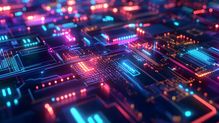 neon technology circuit background