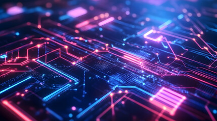 neon technology circuit background
