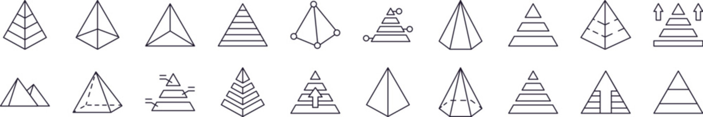 Pyramid Collection of Thin Icons. Editable Stroke. Perfect for Web Sites, Books, Cards, Apps