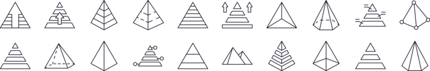 Pyramid Related Icon Set. Editable Stroke. Perfect for Web Sites, Books, Cards, Apps