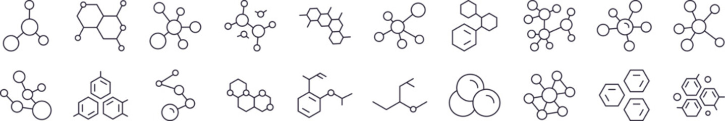 Atom Thin Icons Collection. Editable Stroke. Perfect for Web Sites, Books, Cards, Apps