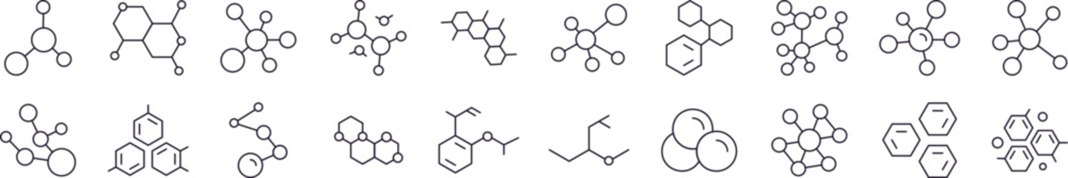 Atom Thin Icons Collection. Editable Stroke. Perfect for Web Sites, Books, Cards, Apps