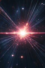 Fototapeta premium Cosmic explosion, space, light rays, stars