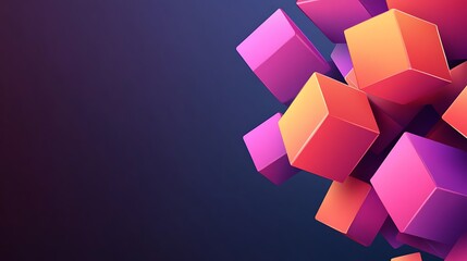 Abstract 3D cubes, vibrant colors, modern background, design element, graphic