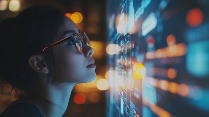 Over the Shoulder View of Marketer Analyzing Digital Data Trends