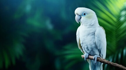 Obraz premium A macaw is perched on a branch amid vibrant tropical foliage, capturing the essence of a perfect vacation. The lush greenery enhances the beauty of this stunning parrot in its natural habitat.