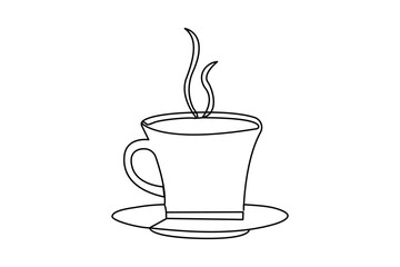 
Coffee cup continuous single line art drawing with breakfast coffee outline vector design