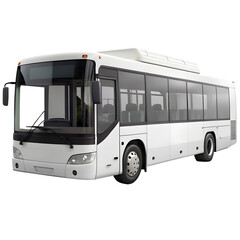 Matte white city bus isolated on transparent background.