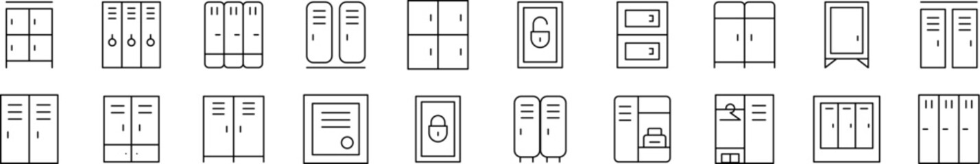 Locker Bundle of Thin Icons. Editable Stroke. Perfect for Web Sites, Books, Cards, Apps